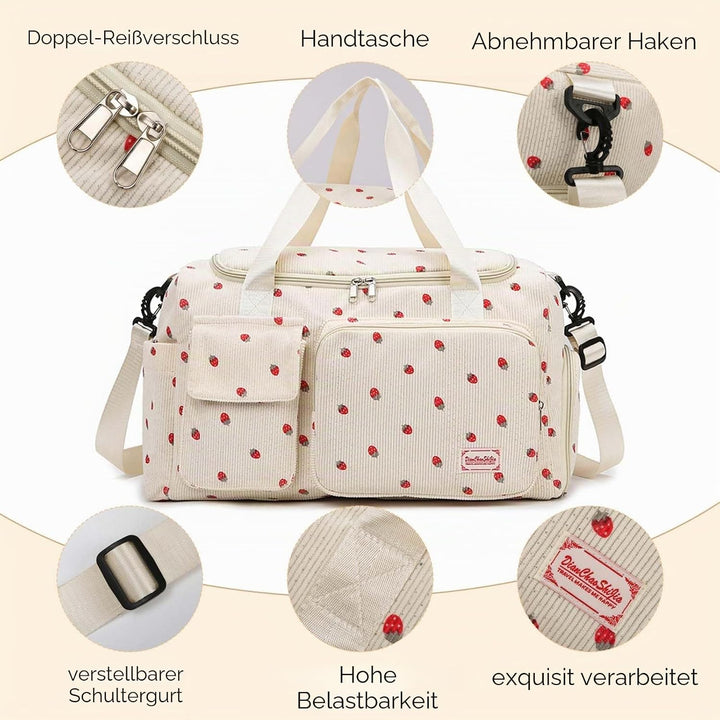 Sporttasche für Damen, Faltbare Reisetasche, Handgepäck, Fitnesstasche, Wochenendtasche mit Schuhfac