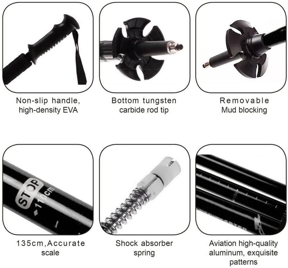 AUTOPkio Walking Stöcke Trekkingstöcke, Nordic Walking Stöcke Verstellbar Aluminium Anti-Schock Lauf