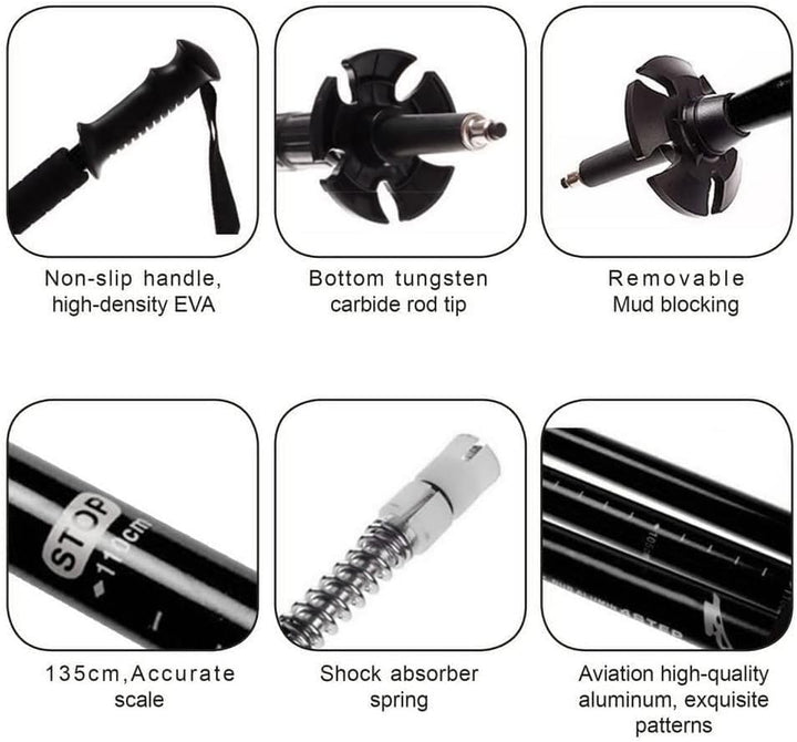 AUTOPkio Walking Stöcke Trekkingstöcke, Nordic Walking Stöcke Verstellbar Aluminium Anti-Schock Lauf