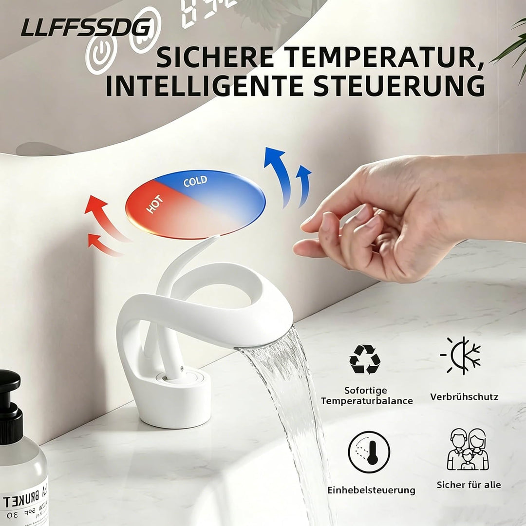 Weiβ Waschtischarmatur Badarmatur Wasserhahn Waschbecken Einhand Mischbatterie, Weiβ
