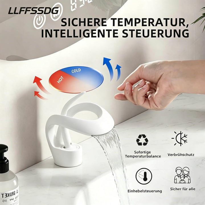 Weiβ Waschtischarmatur Badarmatur Wasserhahn Waschbecken Einhand Mischbatterie, Weiβ