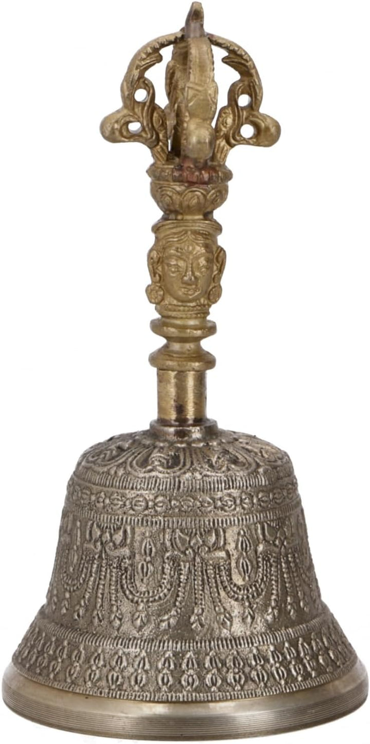 Tibetische Tempelglocke aus Messing, verzierte Klangschale, 15 cm