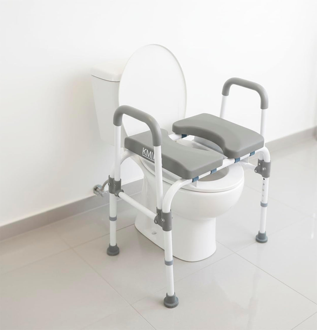 KMINA - Toilettenstuhl für Senioren mit Verstellbarem Sitz (Bis zu 180 kg), Stabiler Nachtstuhl für