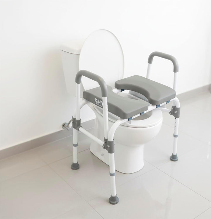 KMINA - Toilettenstuhl für Senioren mit Verstellbarem Sitz (Bis zu 180 kg), Stabiler Nachtstuhl für