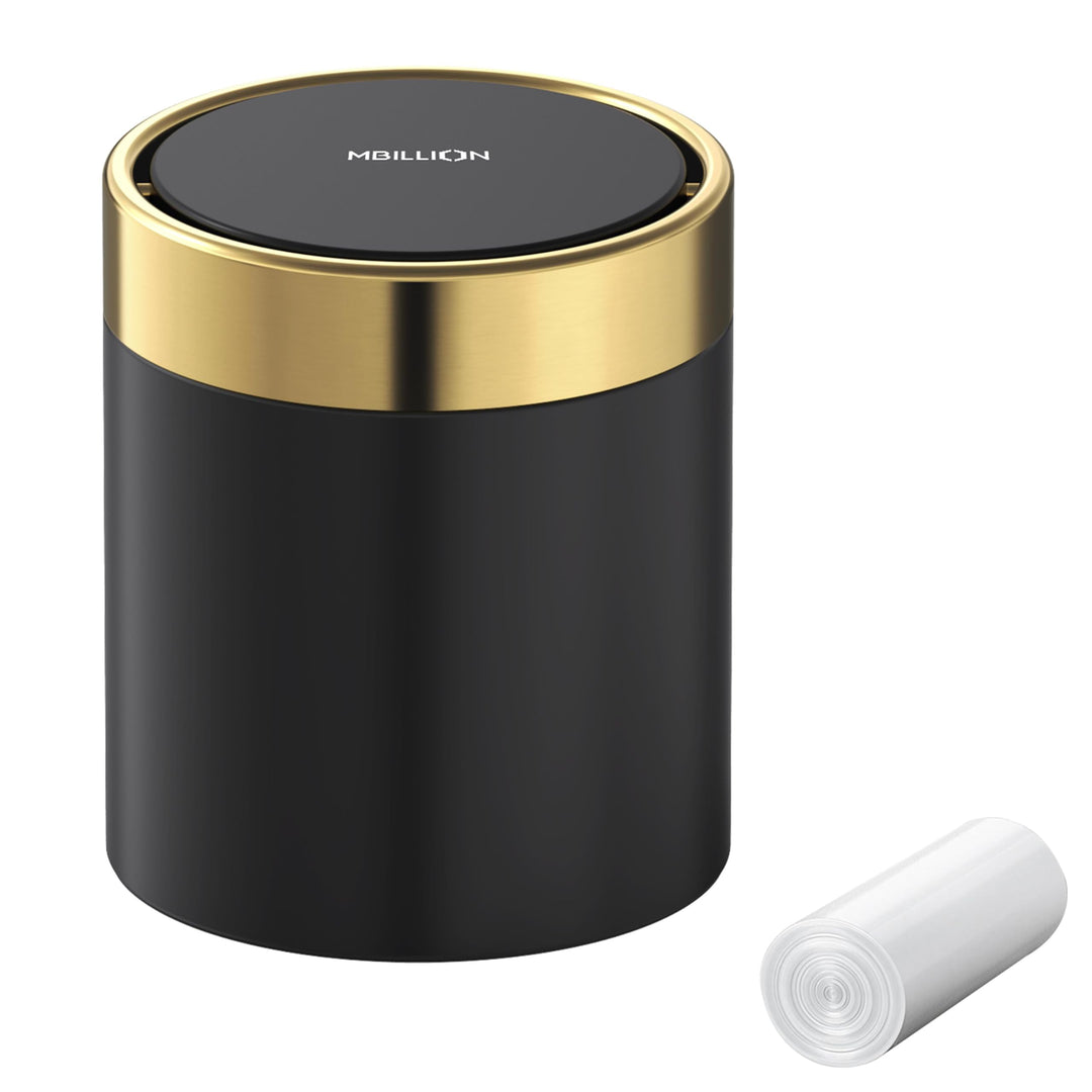 Mbillion Mini-Mülleimer mit Deckel, kleiner Mülleimer für den Schreibtisch, niedlicher Metall für Ti