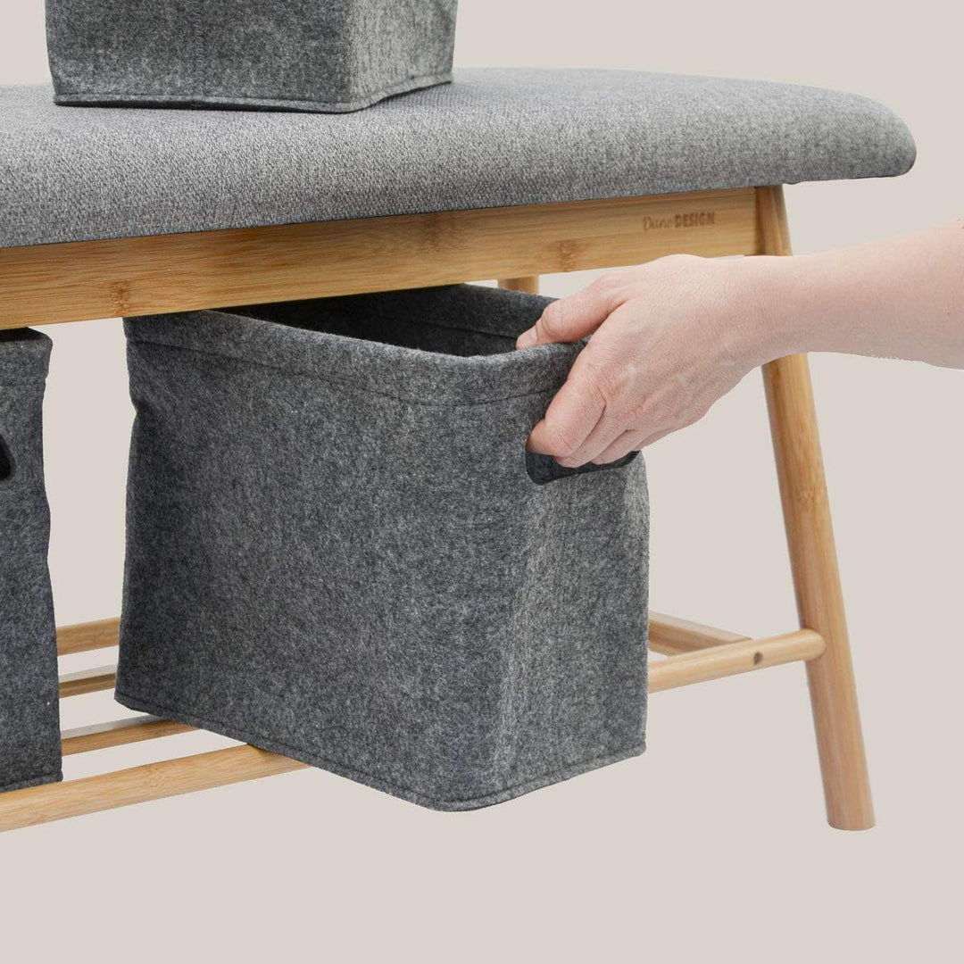 DuneDesign Filz Aufbewahrungsbox für Bad und WC - dekorativer Badkorb aus stabilem Filz zur Toilette