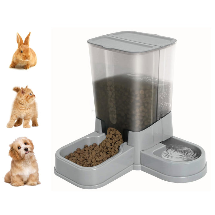 Automatischer Katzenfutterspender, 2-in-1 Abnehmbarer Schwerkraft-Futter- und Wasserspender für Katz