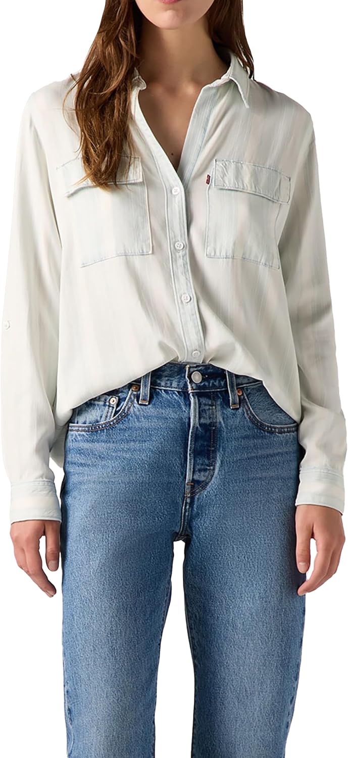 Levi's Damen Doreen Utility Hemd S Colette Stripe Ecru, S Colette Stripe Ecru