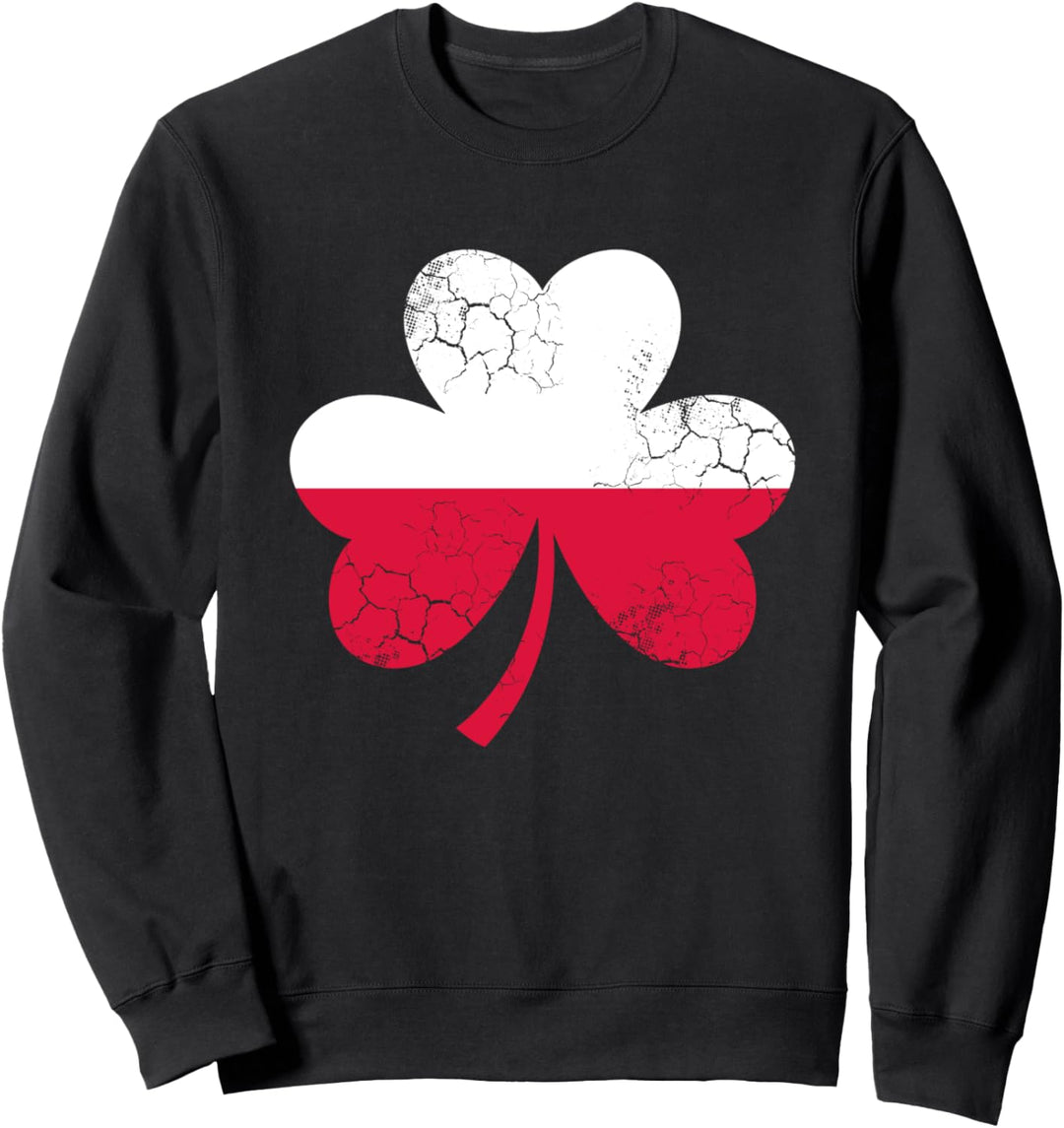 Polish Flag Poland Irish Shamrock St Patrick's Day Ireland Sweatshirt