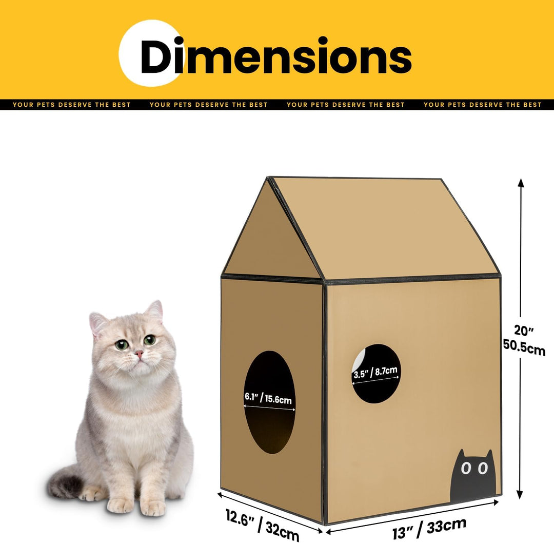 Conlun Katzenhaus mit Kratzbrett &amp; Katzenminze, Leicht zu Montieren - Kratzhöhle für Wohnungskatzen,