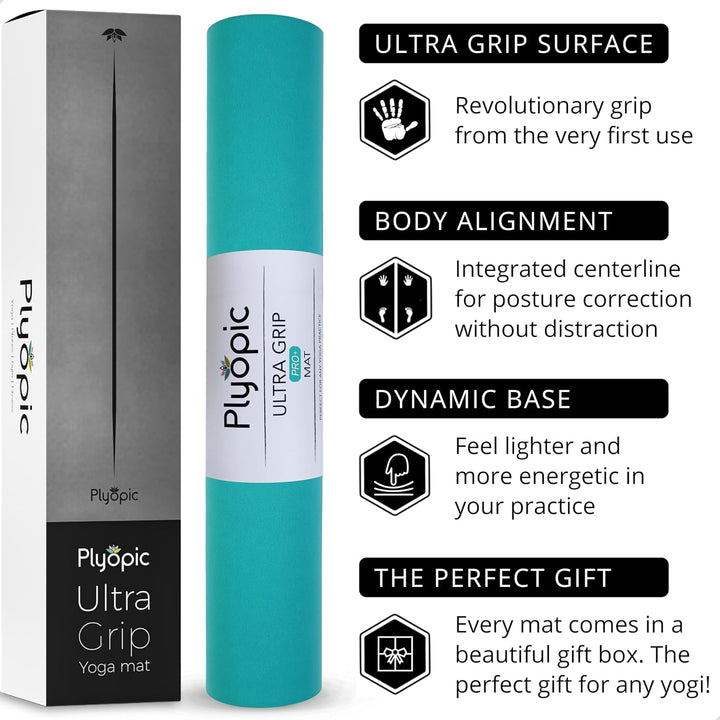 Plyopic Ultra-Grip Pro+ Yoga-Matte – Unschlagbare Rutschfest Leistung. Komfortabel und Schweissresis