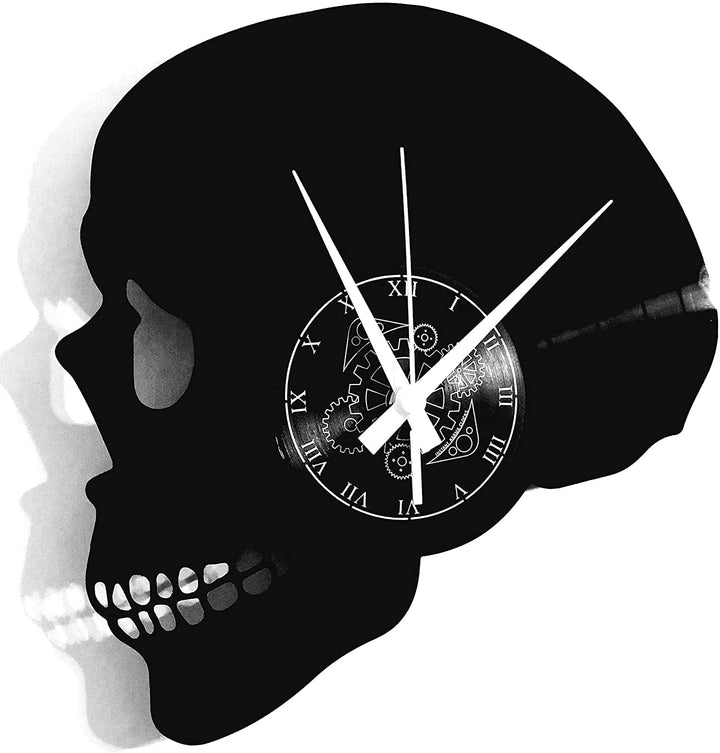 Instant Karma Clocks Vinyl Wanduhr Metal Punk Rock Totenkopf Skelett-Wanduhr Totenkopf-Design