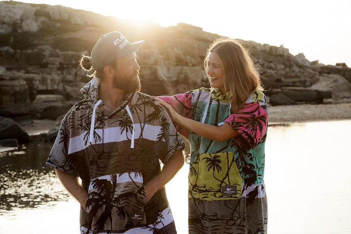 ATLANTIC SHORE | Surf Poncho | Badeponcho mit Kapuze aus 100% Baumwolle | Unisex | Special Editions