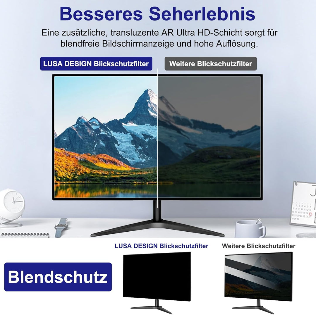 27 Zoll Monitor Blickschutzfilter für 16:9 Seitenverhältnis, Blendfrei Blaulichtfilter Computer Priv