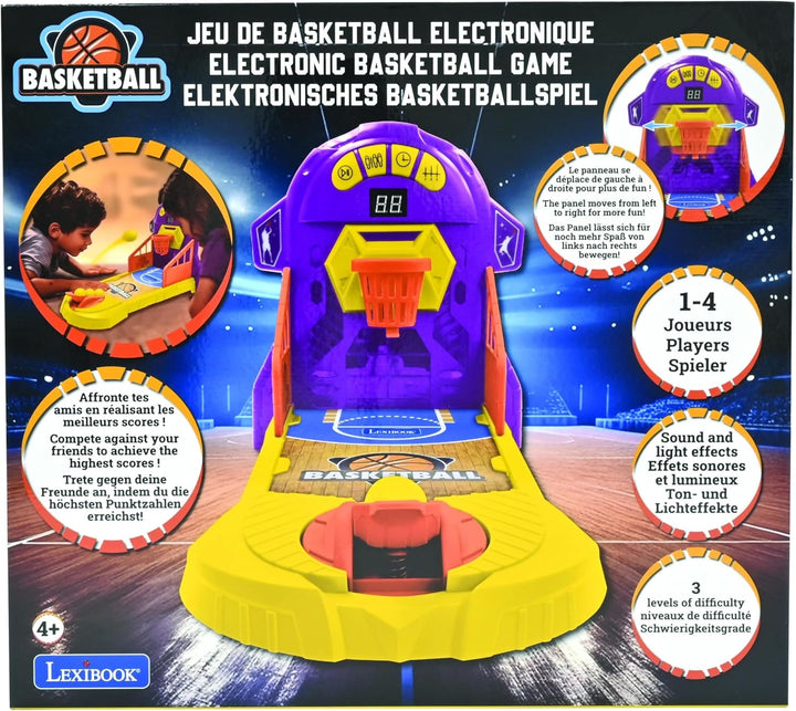 Lexibook, Elektronisches Basketballspiel, Ton- und Lichteffekte, Bewegliches Spielfeld, 3 Schwierigk