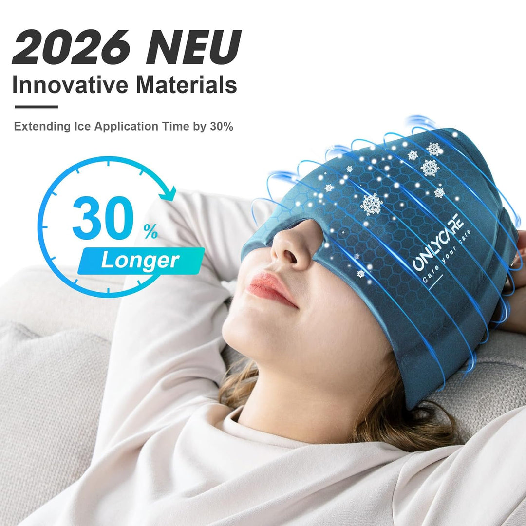 ONLYCARE Migräne Maske Migräne Mütze Migräne Relief Cap, Headache Relief Hat Kühlmaske Kühlmütze Kop