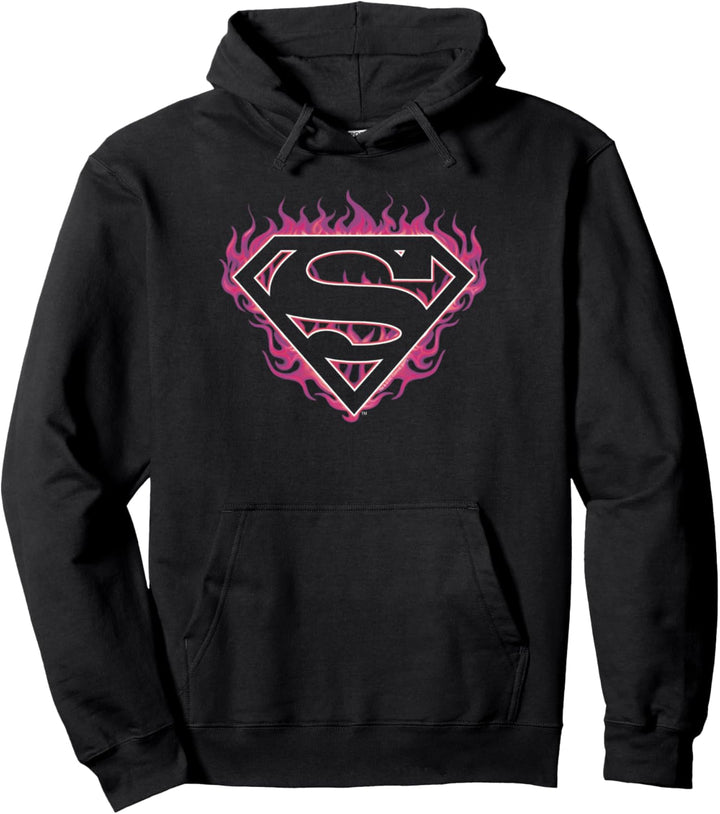 Superman Fuchsia Flames Pullover Hoodie