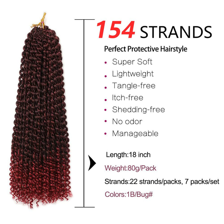Passion Twist Hair, 7 Packungen 18-Zoll-Wasserwellen-Häkelhaar für langes böhmisches Haar Flechten v
