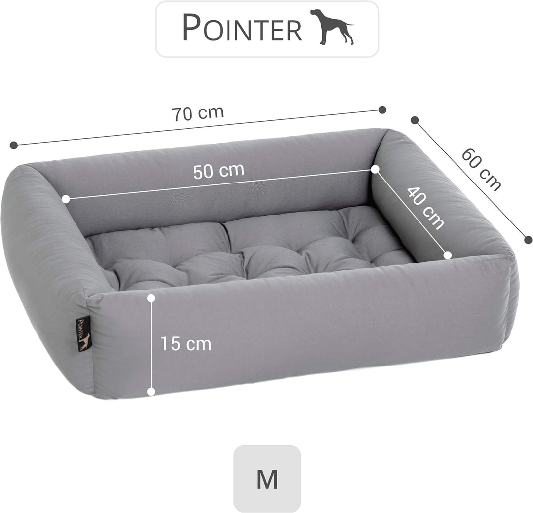 Pointer | Hundebett mit Hundekissen - orthopädisch, waschbar, bequem (M - 70x60 cm, Hellgrau) M - 70