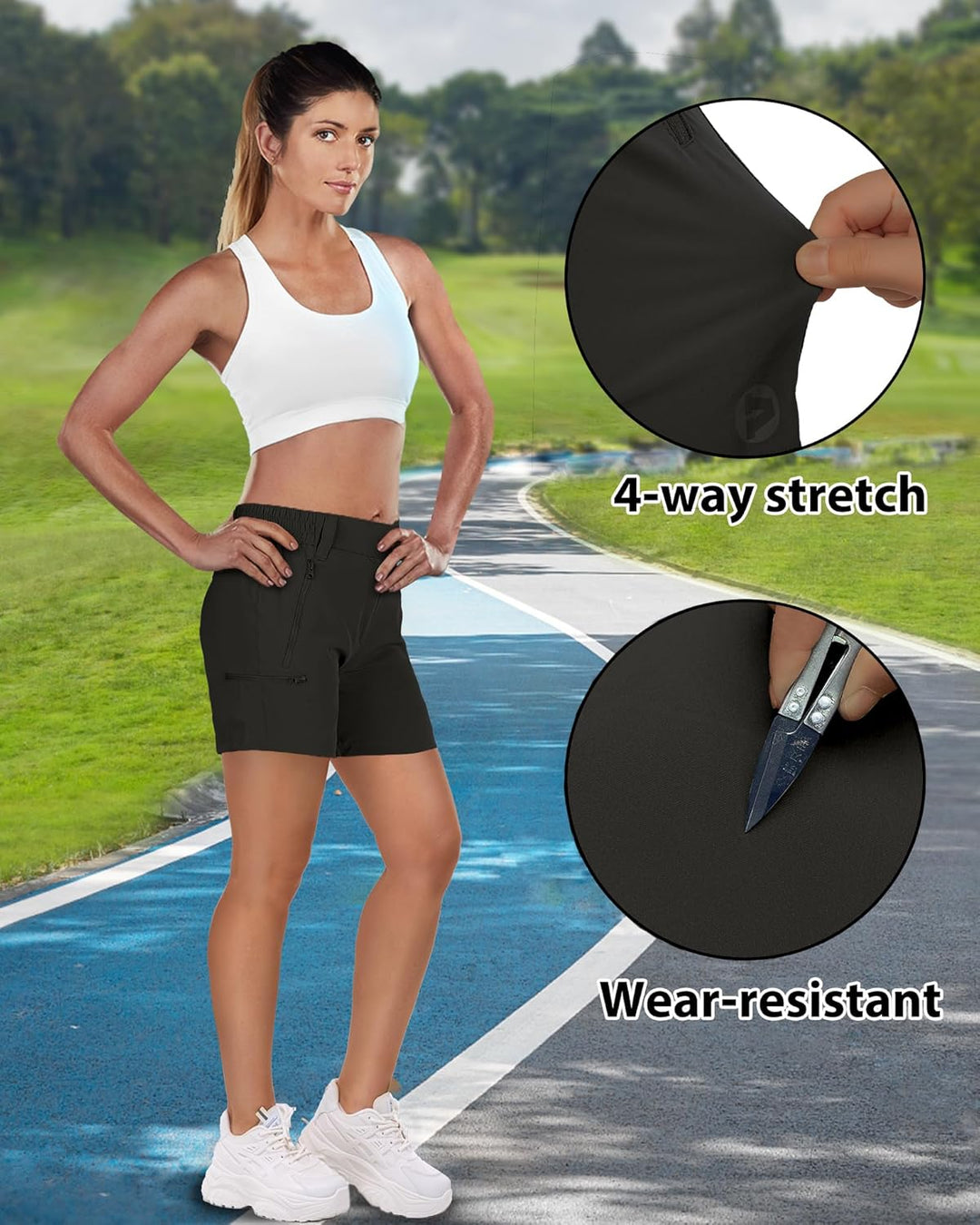 Outdoor Ventures Kurze Hose Damen UPF50+ UV Schutz Wander Shorts Sommer Leicht Trekking Shorts Stret