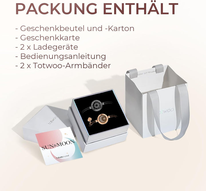 TOTWOO Pärchen Armband Paar Geschenke Partnerarmbänder mit Berührung Fernbeziehungsgeschenk für Lang