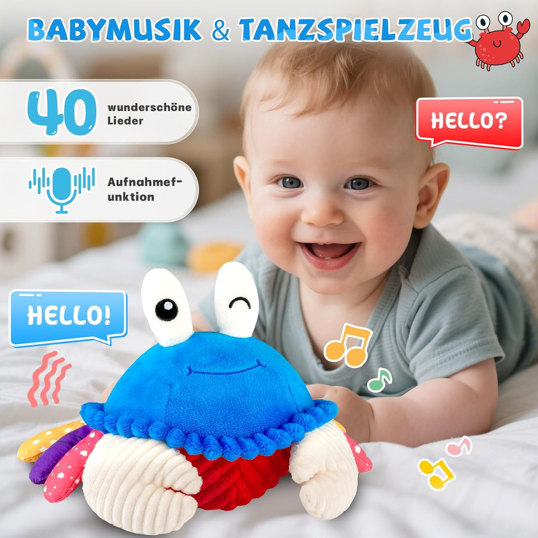 Krabbe Baby Spielzeug 6 7 8 9 10 12 Monate, Musikalische Krabbelspielzeug, Crawling Crab Tummy Time