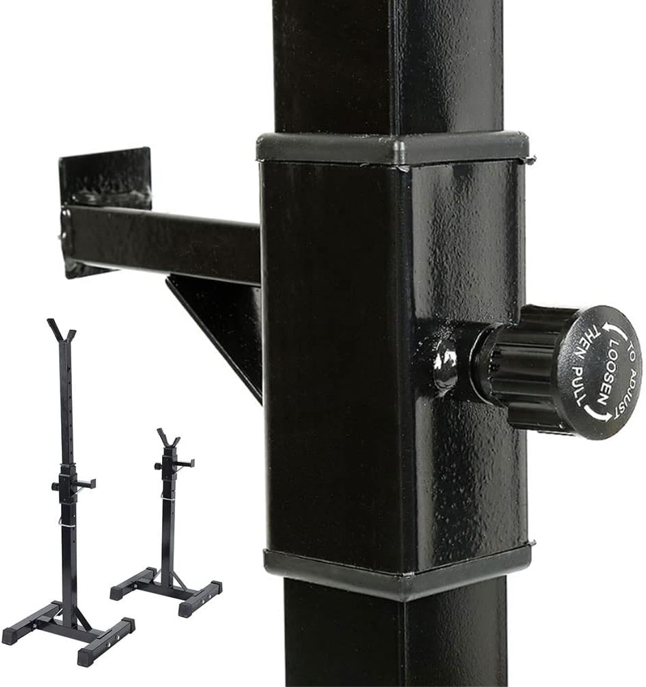 Kniebeugen, Unterstellböcken, verstellbare Stützen, Hantelauflage, max. 150 kg, Reines Schwarz