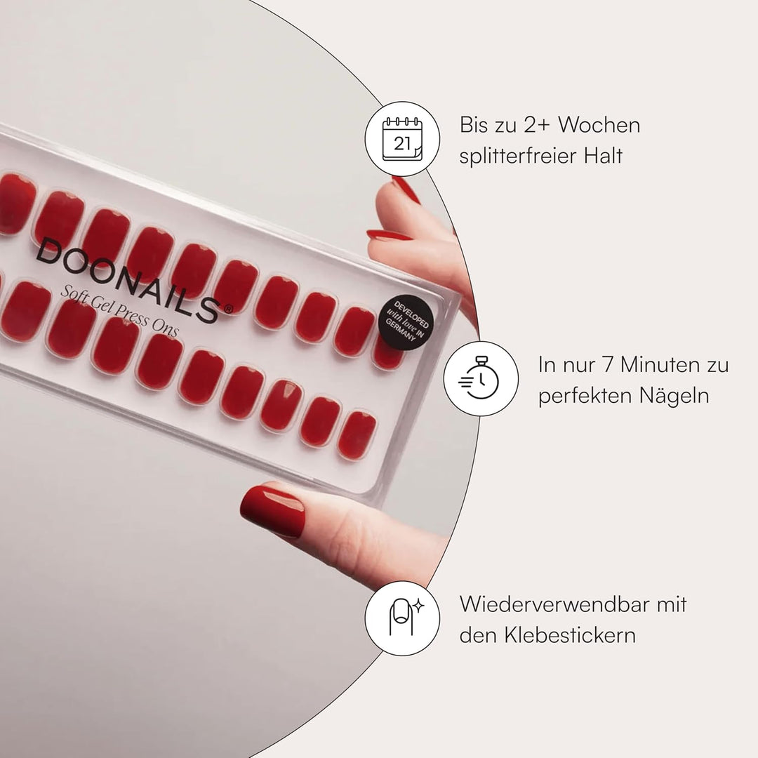 DOONAILS – Press On Nails 30er Set Mon Cheri Square Form Rot– Nägel zum Aufkleben Full Cover in Salo