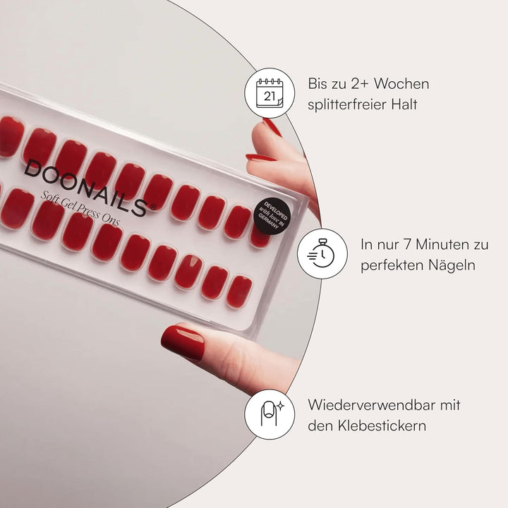 DOONAILS – Press On Nails 30er Set Mon Cheri Square Form Rot– Nägel zum Aufkleben Full Cover in Salo