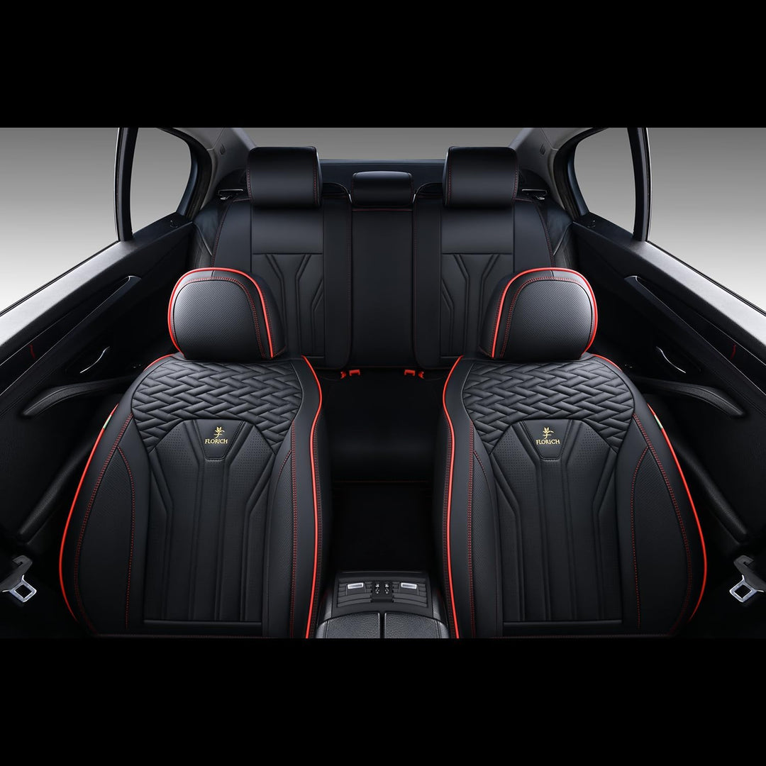 FLORICH Autositzbezüge Leder, Vorder- und Rücksitzbezüge, 5 Stück, komplettes Set, universell passen