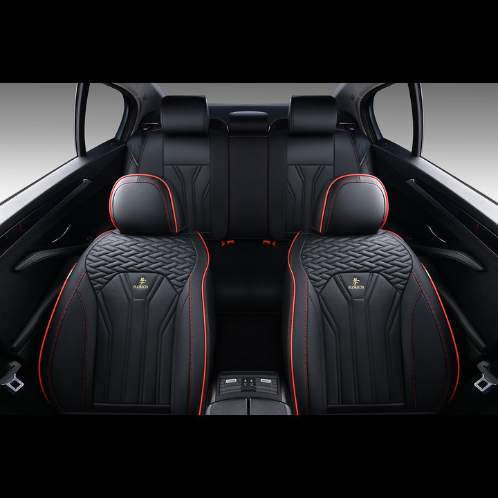 FLORICH Autositzbezüge Leder, Vorder- und Rücksitzbezüge, 5 Stück, komplettes Set, universell passen