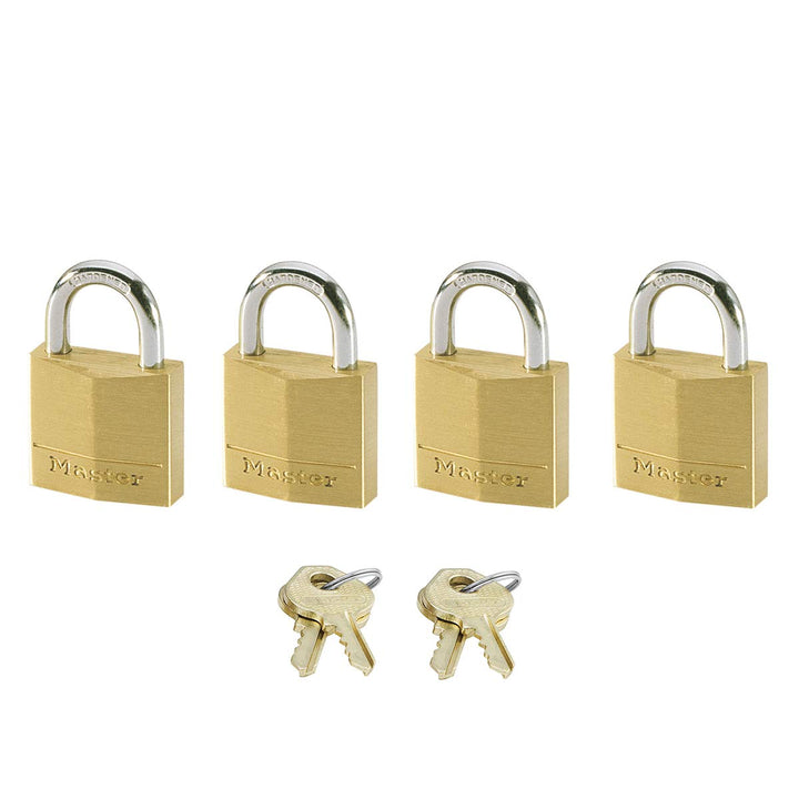 MASTER LOCK 120EURQNOP 4 VORHÄNGESCHLÖSSER 20MM VOLLMESSING STAHLBÜGEL 11MM Gold, Gold
