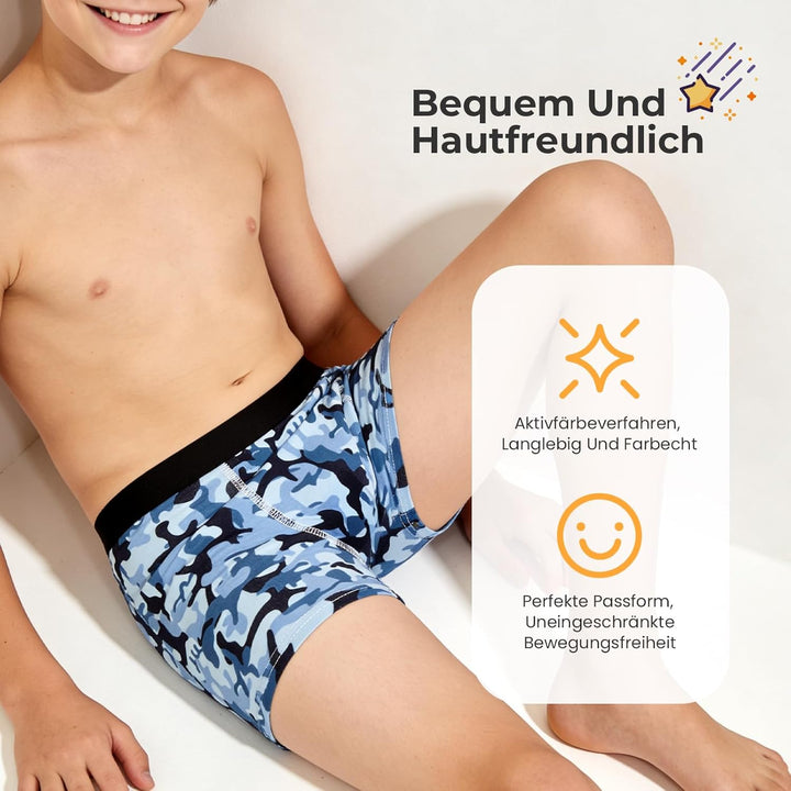 L&amp;K-II Boxershorts Jungen Baumwolle Kinder Unterhosen 10er Pack 1604 146-152 Mehrfarbig 2, 146-152 M