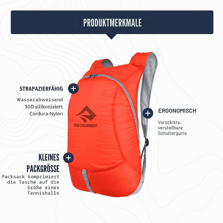 Sea to Summit Ultra-Sil Rucksack 20 Litros Blau (Blue Atoll), 20 Litros Blau (Blue Atoll)