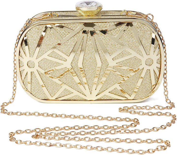 Damara Damen Metall Diamant Elegant Clutch Umhängetasche Silber, Silber