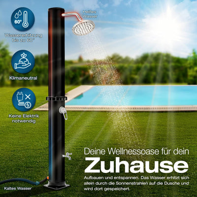 tillvex Solardusche 20 Liter | Solar Garten-dusche warmes Wasser | Pooldusche Camping | ohne Stroman