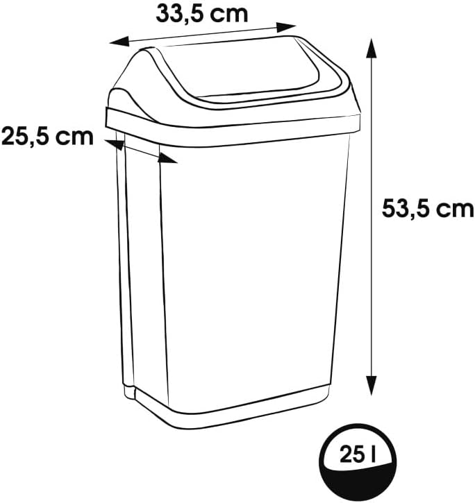 keeeper swantje 2x Mülleimer mit Schwingdeckel, 25 l, 33,5 x 25,5 x 53,5 cm, Light Silver Hell-Silbe