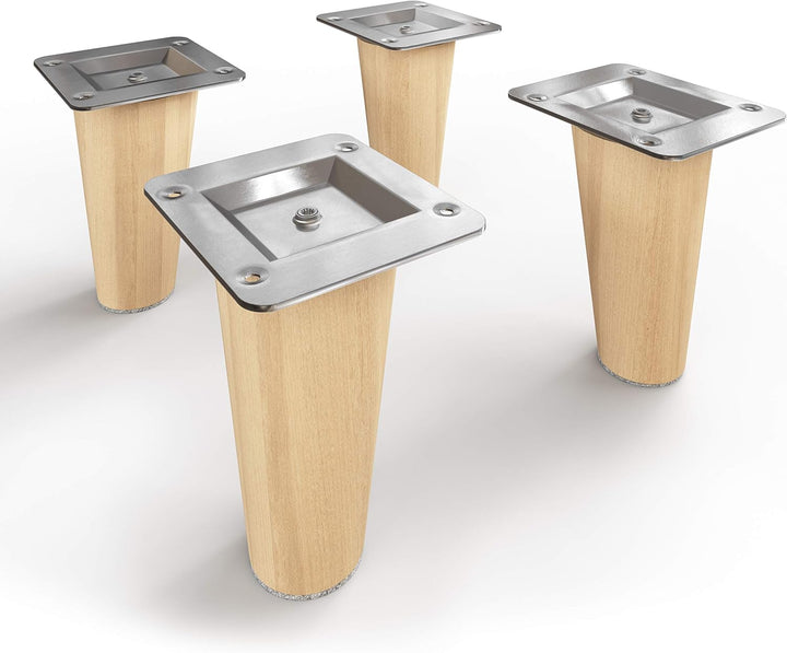 sossai® Holz-Möbelfüsse - Clif Round | Öl-Finish | Höhe: 8 cm | HMF1 | rund, konisch (gerade Ausführ