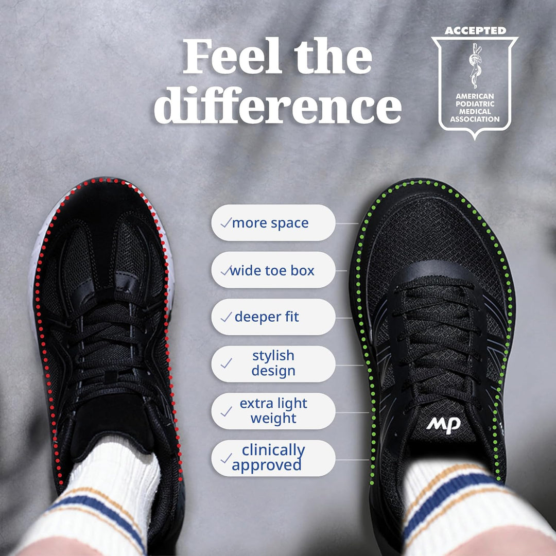 Orthopädische Weit Schuhe Damen – Extrabreite Aussensohlen – Nahtloser Innenraum für Geschwollene, D