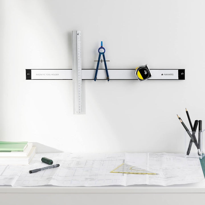 Navaris 1x Werkzeug Magnetleiste 60cm lang - Werkzeughalter Magnetband Wand Leiste Magnethalter - We