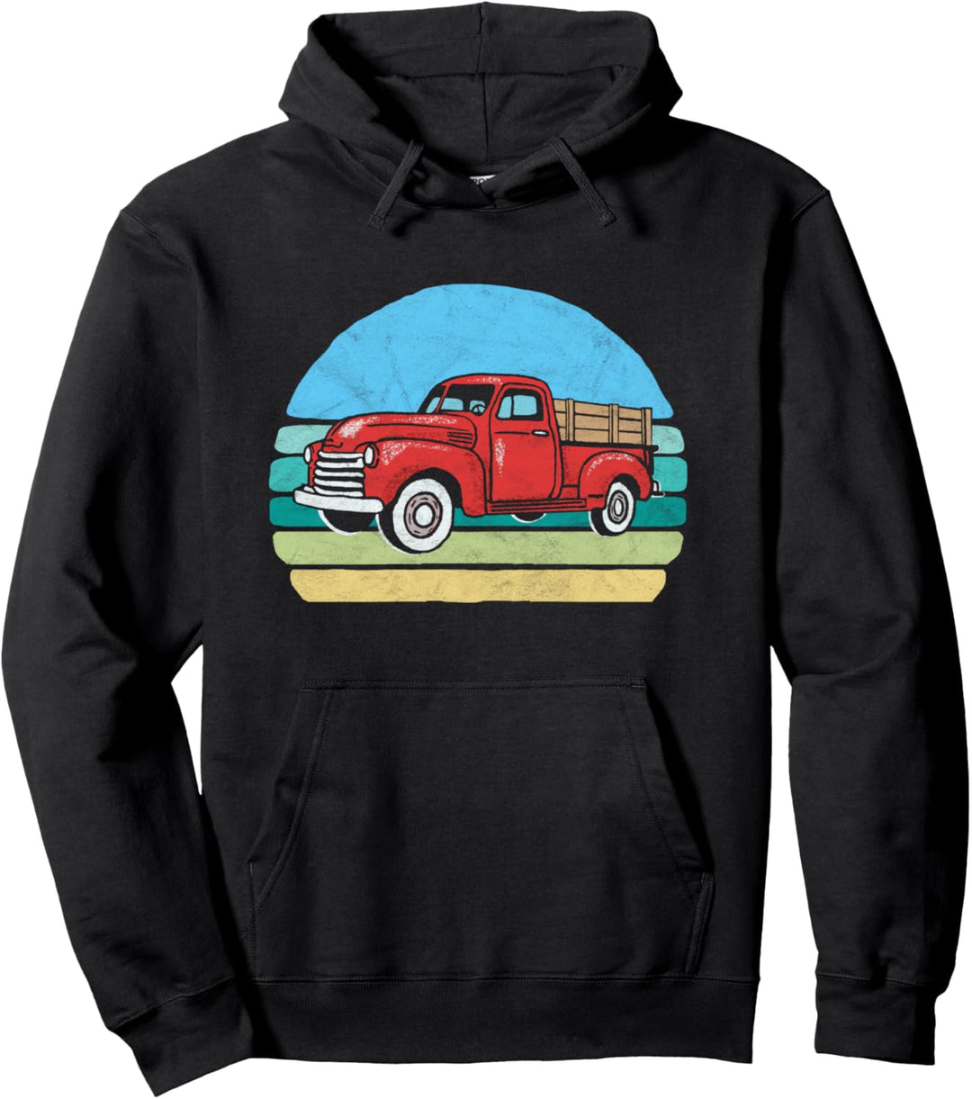 Sweet Retro Farm Truck Vintage 80's Minimalist Farming Pullover Hoodie