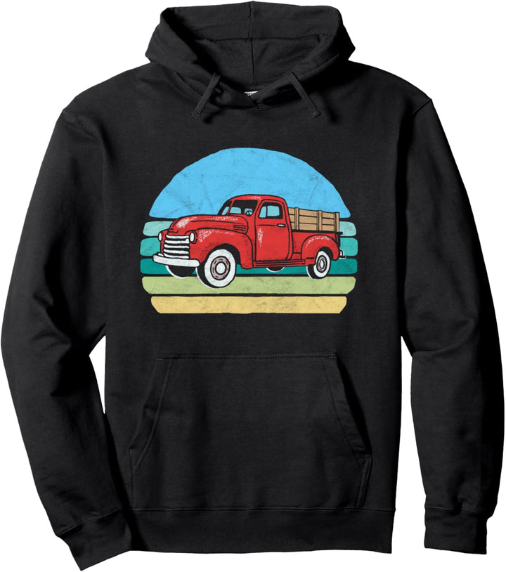 Sweet Retro Farm Truck Vintage 80's Minimalist Farming Pullover Hoodie