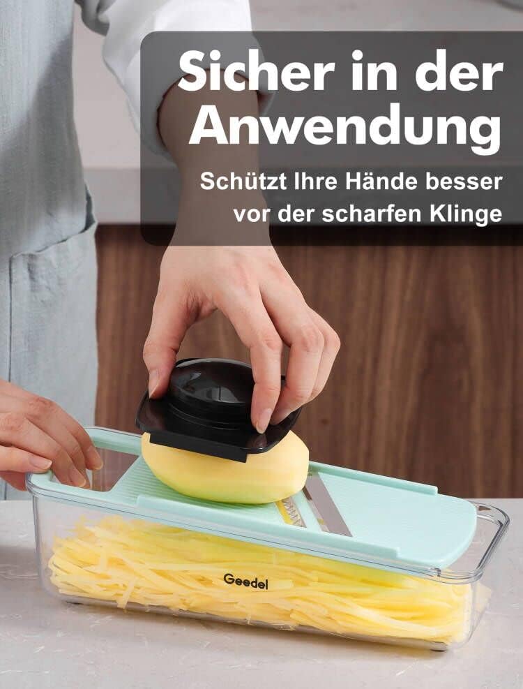 Geedel 4 in 1 Multifunktion Mandoline Gemüsehobel, Zwiebelschneider Gemüseschneider Manuell Käsereib