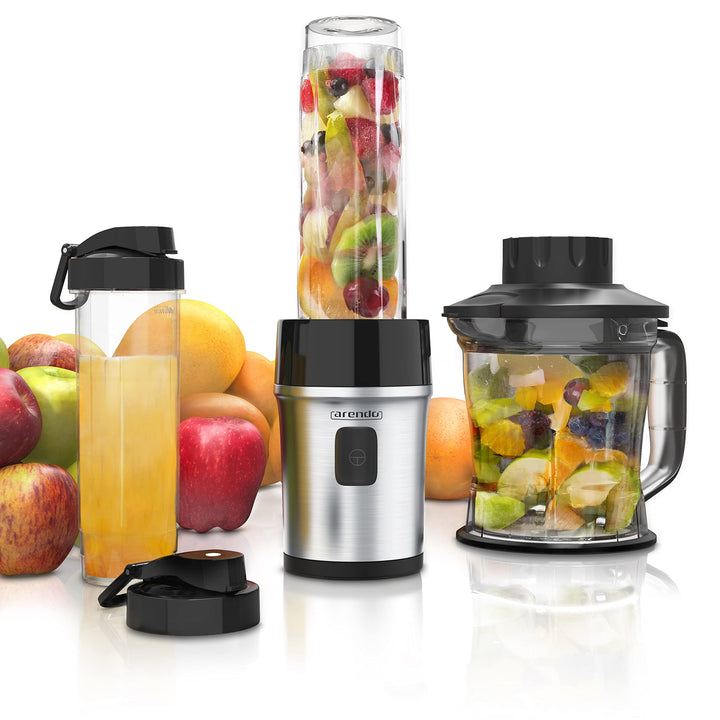 Arendo - Edelstahl Standmixer 700W - 2in1 - Smoothie Maker - 1,2l Fassungsvermögen inkl. 2x 0,57l Sm