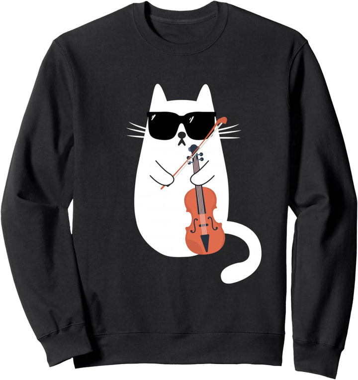 Lustige Katze Sonnenbrille Violine Bratsche Geige Musiker Sweatshirt