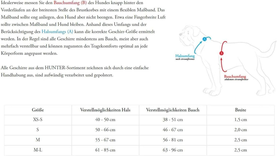 HUNTER AALBORG MIXED Hundegeschirr, S, schwarz/grau schwarz/grau 46-67 cm, schwarz/grau 46-67 cm