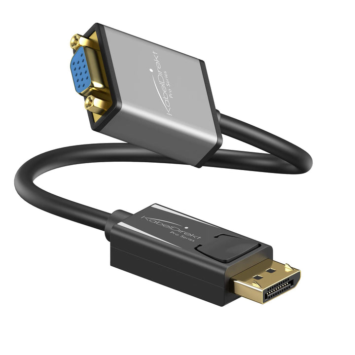 KabelDirekt – DisplayPort DP auf VGA Adapter – 0,15m (maximale Auflösung 1920 x 1200/60Hz, geeignet