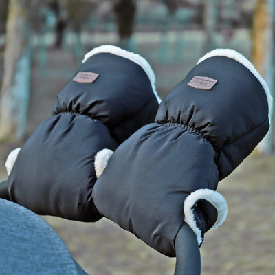 Orzbow Handwärmer Kinderwagen,Wasserdicht Künstliche Lammfell Handschuhe Kinderwagen mit Tasche,Wind