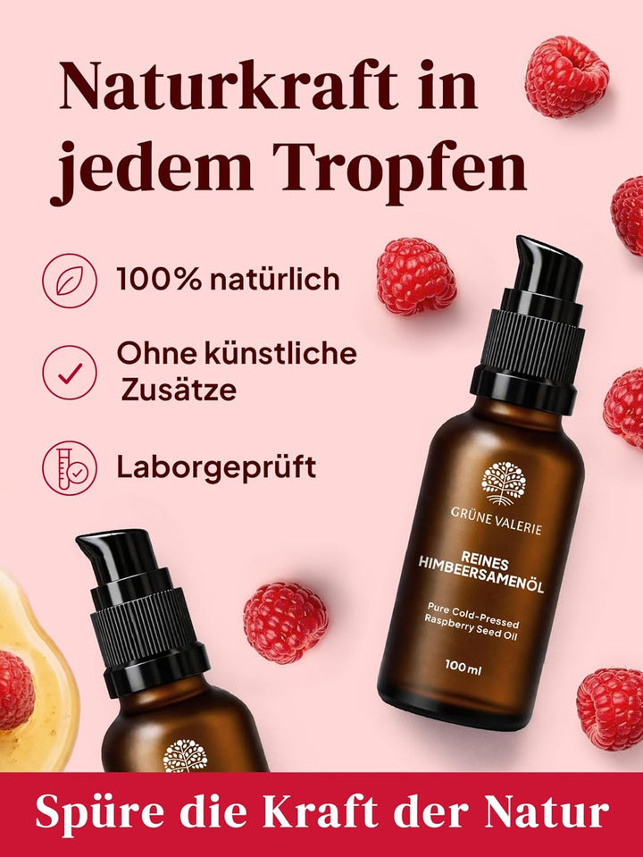 Grüne Valerie 100% Reines Himbeersamenöl 100 ml – Kaltgepresstes Himbeerkernöl für natürliche Hautpf