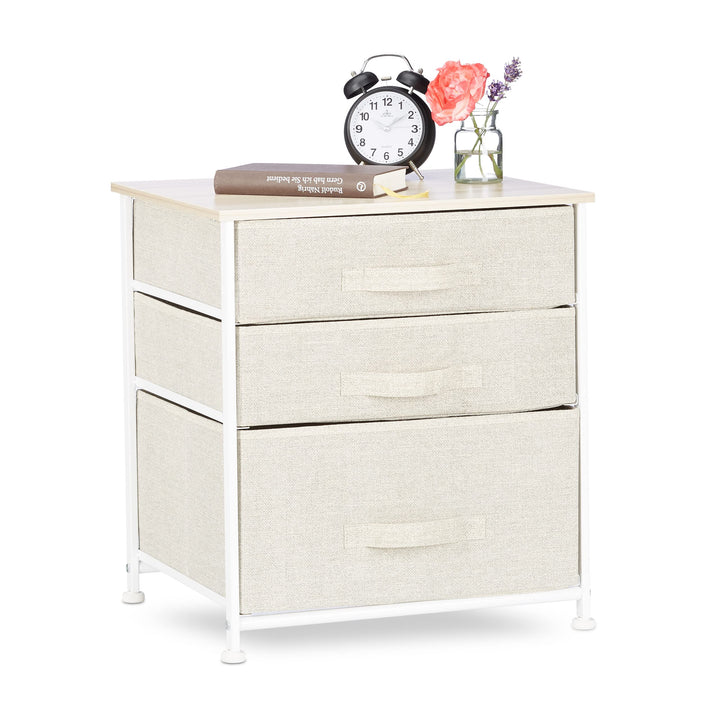 Relaxdays Regalsystem, 3 Stoff-Schubladen, universale Schubladenbox, Metall und Holz, HxBxT: 53 x 48